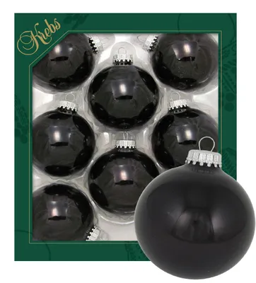 Produktbild von Krebs Glas Lauscha 8er Set einfarbige Christbaumkugeln in Schwarz - Größe ca. 7cm - 70135