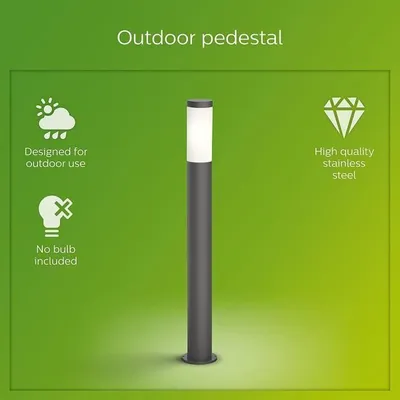 Image de Lampadaire d'extérieur Philips Utrecht, Anthracite, 20W, Acier Inoxydable, IP44