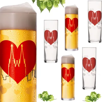 Produktbild von IMPERIAL Kölschgläser mit Kölner Dom Skyline Motiv 200ml (max 240ml) Set 6-Teilig Kölschstangen aus Glas 0,2L Biergläser