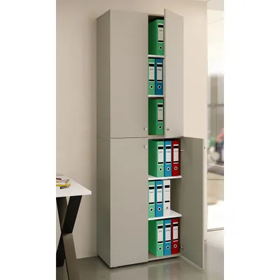 Produktbild von VCM Büroschrank mit 6 Fächern | moderner Aktenschrank mit Drehtüren | Maße ca. H. 220 x B. 70 x T. 40cm – Lona 6-Fach