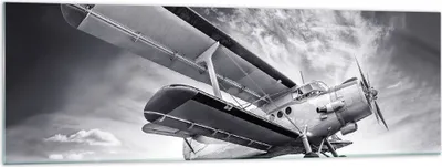 Produktbild von Bilder auf glas - Einteilig - Flugzeug An-2 Schwarzweiß - 160x50cm - Glasbilder - Wandbilder - Bilder - Wanddekoration aus Glas - Glas Bilder - Wandbild auf Glas - GAB160x50-4363