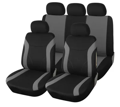 Produktbild von Autositzbezug Set Universal | Upgrade4cars Auto-Schonbezüge in Schwarz Grau für Vorne und Hinten | Auto-sitzbezüge mit Airbag Öffnung | Auto-Zubehör