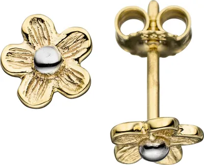 Produktbild von JOBO Ohrstecker Blume 333 Gold Gelbgold mattiert bicolor Ohrringe Goldohrstecker