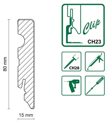 Immagine prodotto di Zoccolo in MDF NEUHOFER FU084L 15x80x2400 mm