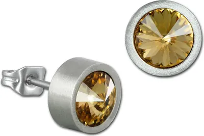 Produktbild von Amello Edelstahl Ohrstecker glitzernde Zirkonia Ohrringe bernstein ESOS03Y