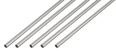 Image de Alberts, 5 tubes ronds, aluminium, anodisé argenté, diamètre 20 x 1 mm, longueur 1 mètre