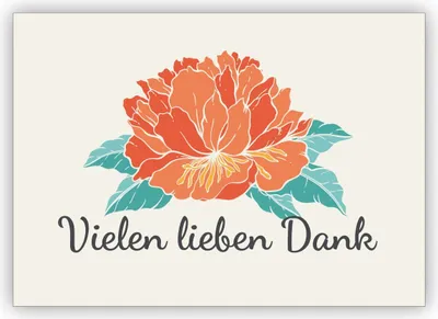 Produktbild von Edle Blumen Dankeskarte mit Hibiskusblüte, beige: Vielen lieben Dank
