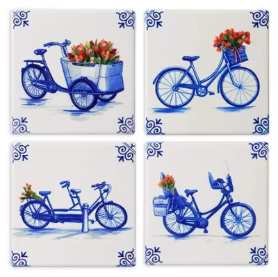 Heinen Delfts Blauw – Untersetzer Fahrrad 4 Stück – Bild 1