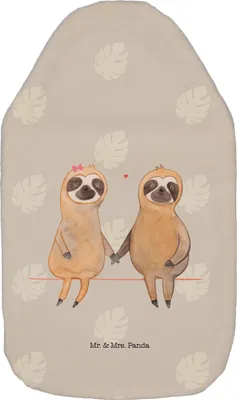 Produktbild von Mr. & Mrs. Panda Wärmflasche Faultier Pärchen - Grau Pastell - Geschenk, Bettflasche, Verliebt, Beziehung, Liebe, Wärmflaschen, Flauschige, mit Bezug, Wärmekissen
