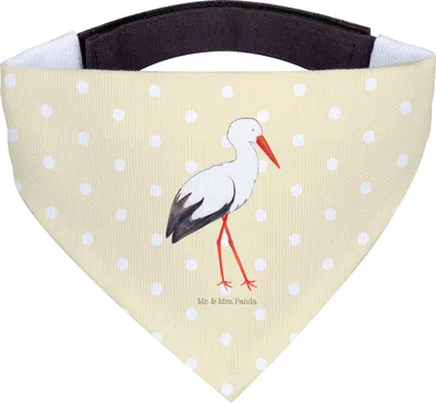 Produktbild von Mr. & Mrs. Panda Bandana Storch - Gelb Pastell - Geschenk, Hundetuch, Schal Hunde, Lustige Sprüche, Baby, Mutter, Halstuch Hund, Schwangerschaft, Störche, Mütter