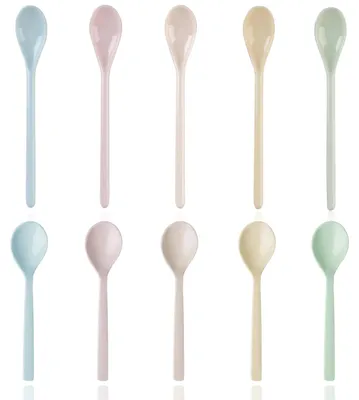 10 bunte Kunststoff-Eierlöffel, 16 und 18,5 cm, spülmaschinengeeignet