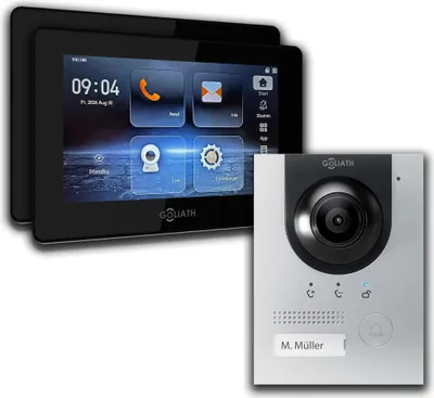 Produktbild von IP Gegensprechanlage | 7 Zoll Monitor | Silber : 2 Monitore : 7 Zoll Schwarz : Aufputz Dose Monitor Anzahl: 2 Monitore Monitor Farbe: 7 Zoll Schwarz Montage: Aufputz Dose