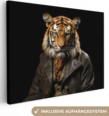 Obrázek produktu pro OneMillionCanvasses® - Plátno - Tygr - Portrét - Hnědá - Černá - Zvíře, nástěnný obraz, nástěnné dekorace obrazy obývací pokoj, 120x90cm