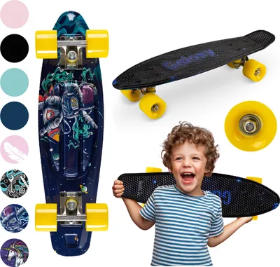 Produktbild von QKIDS GALAXY Skateboard - Cruiser 8 Designs, ABEC-7 - 56cm Deck - Bis zu 50kg - Astronaut