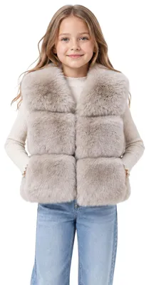 Image de Gilet pour fille Mayoral en Fourrure artificielle avec fermeture à crochet, couleur beige, taille 104