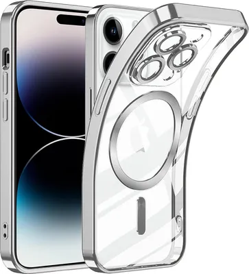 Immagine prodotto di Custodia per iPhone 12 Pro con protezione Magsafe e fotocamera, custodia magnetica ultrasottile con copertura trasparente argento