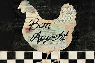 Produktbild von vianmo Holzschild 12x18 cm Huhn Hühner Bon Appetit Eier