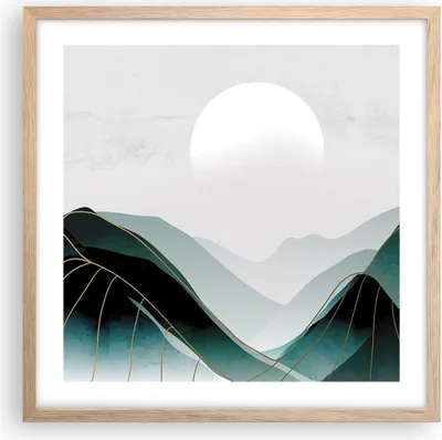 Produktbild von Gerahmtes Poster - Rahmen in heller Eiche - Abstraktion Berge Stück - 50x50 cm - Wand Bild - Wanddeko - Wandbilder - Kunstposter - Wandposter - Bilderrahmen - Bilder - Kunstdruck - P2NAC50x50-4911