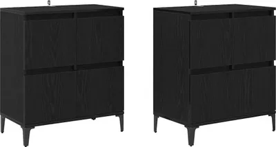 Image de Buffets 2 pc Chêne noir 60 x 35 x 70 cm Bois d'ingénierie