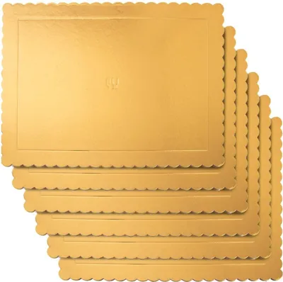 Obrázek produktu pro Orion | Podstavec pod dort - Podstavec pod dort - Zlatá barva - Obdélníkový tvar - 40x30 cm - 6 kusů