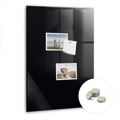 Immagine prodotto di Lavagna magnetica da parete, con superficie in vetro e bordo curvo. Include 5 magneti. Dimensioni: 40x60 cm. Colore: nero
