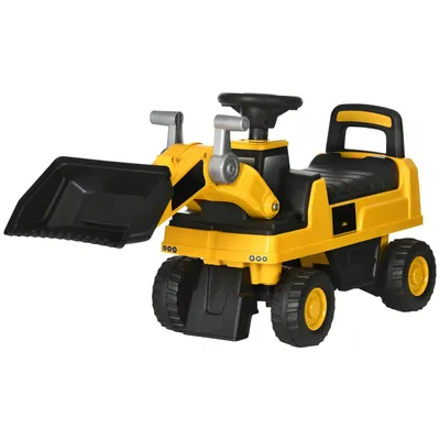 Produktbild von Kinderbagger Rutschauto 78x29,5x54 cm – Baggerschaufel Kippschutz gelb schwarz