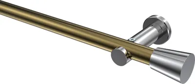 Produktbild von Interdeco Gardinenstange / Vorhangstange Messing Antik / Chrom, Typ Platon Sitra (Konus) ohne Ringe, 20 mm Ø 1-läufig, 540 cm