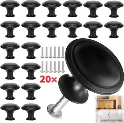 Produktbild von 20X Möbelknöpfe Möbelgriffe Schrankknopf Möbelknäuf Tür Knopf Schwarz Edelstahl