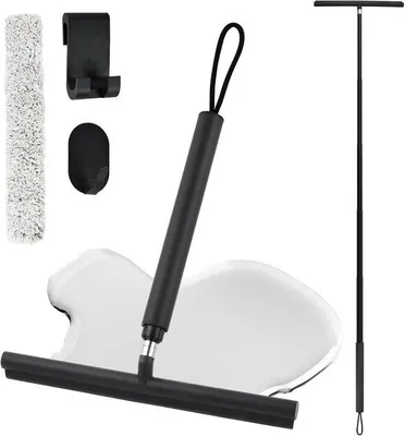 Produktbild von Famanu Teleskopische Duschwischer 30-120 cm mit Handgriff und Mikrofasertuch - Silikon