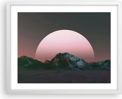 Produktbild von Gerahmtes Poster - Weißer Rahmen - Landschaft Berge Sonne - 50x40 cm - Wand Bild - Wanddeko - Wandbilder - Kunstposter - Wandposter - Bilderrahmen - Bilder - Kunstdruck - Wandbild - P2WAA50x40-4320