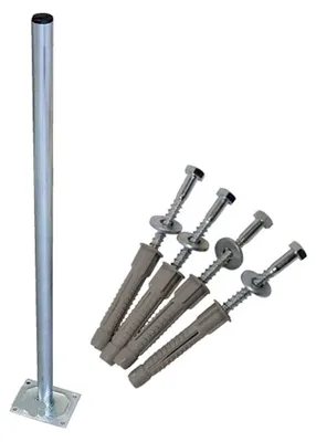 Produktbild von PremiumX 100cm Ø 38mm Standfuß Stahl SAT Antennenmast Mastfuß Schraubensatz