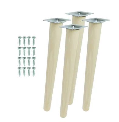 Produktbild von Schräge Buchenbein UNIQ 35 cm mit Montageplatte Rohbuche 4 Stück