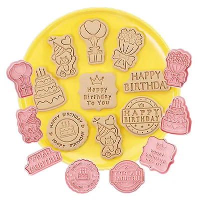Immagine prodotto di Set di 8 formine per biscotti a tema "Buon Compleanno", realizzate in plastica PP