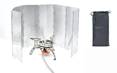 Image de Lot de plaques de cuisson en aluminium avec sac de rangement, couvercles coupe-vent pour réchauds à gaz et réchauds de camping, pour les campeurs et les pique-niqueurs, 9 x 24 cm