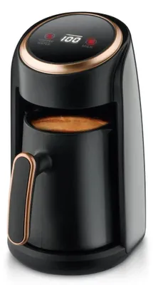 Produktbild von Türkischer Kaffeekocher - Elektrische Cezve - 300 ml - 600 W - Überlaufschutz - Automatische Abschaltung - EU-Stecker - Schwarz-Gold