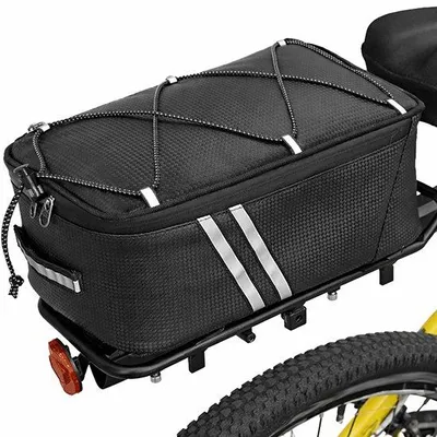 Zdjęcie produktu dla Ultiluxe Torba rowerowa na bagażnik - Wodoodporna - Składana torba z suwakiem - E-Bike akcesoria - odblaskowe paski - rozmiar - czarna