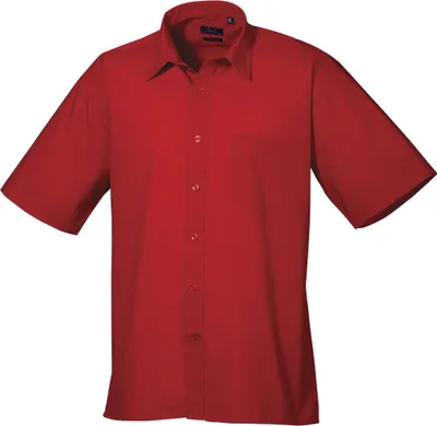 Produktbild von Premier Popelin Herren Hemd, kurzärmlig RW1082 (Kragenweite 43 cm) (Rot)