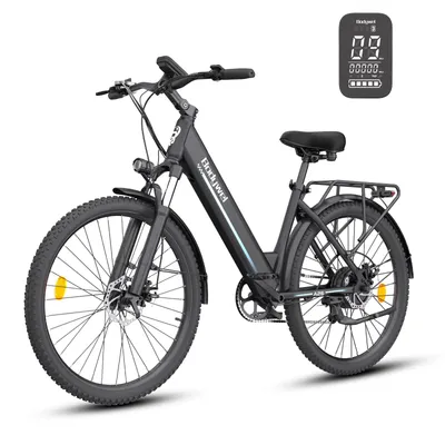 Produktbild von E Bike, City E-Bike & E-Hollandrad mit 36V 13Ah Akku bis zu 80-100km, SHIMANO 7-Gang, 250W Motor&25km/h, Stadt- und Freizeit-E-Bike Schwarz