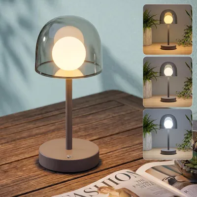 Produktbild von ZMH LED Tischlampe kabellos Akku Touch dimmbar Sandgrau Nachttischlampe 3 Farbtemperaturen USB Aufladbar Tischleuchte Bettlampe für Schlafzimmer Büro