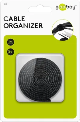 Immagine prodotto di Goobay 70360 Rotolo di velcro per la gestione dei cavi (1 m, accorciabile), nero - per l'organizzazione e il fissaggio