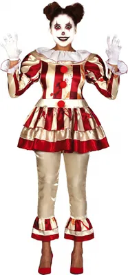 Produktbild von Noble Clown Damen Kostüm für Erwachsene als Verkleidung für Halloween und Karneval Größe: S / 36-38