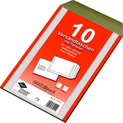 Produktbild von 30 (3x 10) Mailpack® Versandtaschen C5 braun mit Fenster