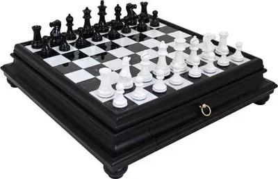 Immagine prodotto di Scacchi Italiani Bianchi/Neri In Legno + Scacchiera In Marmo/Legno 46