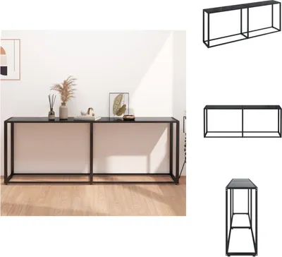 Obrázok produktu pre vidaXL Konzolový stolík čierny 200x35x75,5 cm z tvrdeného skla - Bočné stolíky