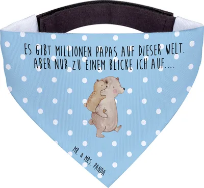 Produktbild von Mr. & Mrs. Panda Halstuch Papa Bär - Blau Pastell - Geschenk, Geburtstag, Schal Für Hunde, Vatertag, Papi, Muttertag, Hund, Hundehalstuch