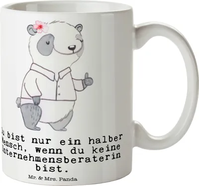 Produktbild von Mr. & Mrs. Panda Kaffeebecher Unternehmensberaterin Herz - Weiß - Geschenk, Trinkbecher, Tasse, haferl, Kaffeetasse, mit Spruch