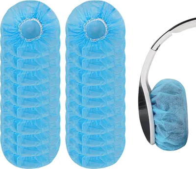 Produktbild von 100-teilige Stretch-Ohrhörerabdeckungen, Einweg-Ohrenschützer, Vlies-Ohrpolster, Ohrhörerabdeckungen für die meisten In-Ear-Kopfhörer mit 10 bis 12 cm Ohrpolstern (blau)
