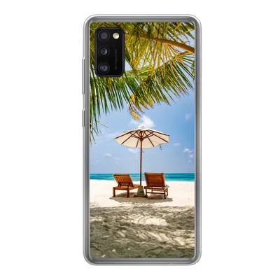 Produktbild von MuchoWow® Handyhülle Schutzhülle Hülle für Samsung Galaxy A41 Strand - Strandkorb - Sonnenschirm Silikon Softcase Handy Hülle - Mobiltelefon