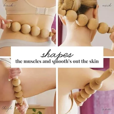 Anti-Cellulite Massageball Roller für Bauch, Beine und Oberschenkel - Holz Maderotherapie und Lymphdrainage