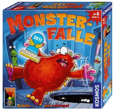 The image shows the box of a board game called Monster-Falle.